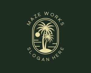 Tropical Beach Palm Tree logo design