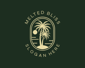 Tropical Beach Palm Tree logo design