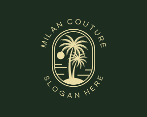 Tropical Beach Palm Tree logo design