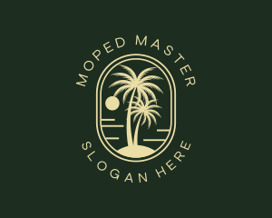 Tropical Beach Palm Tree logo design