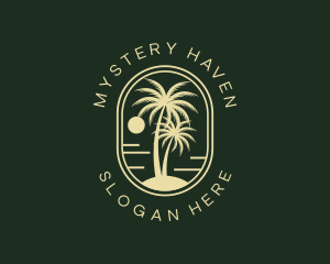 Tropical Beach Palm Tree logo design