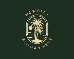 Tropical Beach Palm Tree logo design