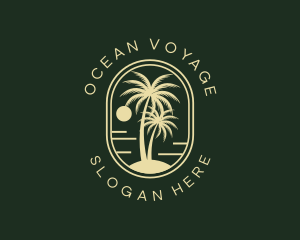 Tropical Beach Palm Tree logo design