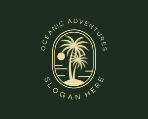 Tropical Beach Palm Tree logo design