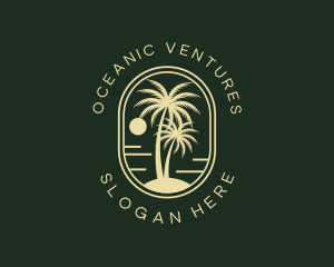 Tropical Beach Palm Tree logo design