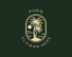 Island - Tropical Beach Palm Tree logo design