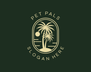 Tropical Beach Palm Tree logo design