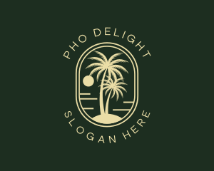 Tropical Beach Palm Tree logo design