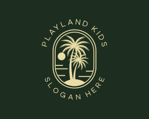 Tropical Beach Palm Tree logo design