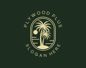 Tropical Beach Palm Tree logo design