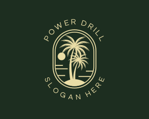 Tropical Beach Palm Tree logo design