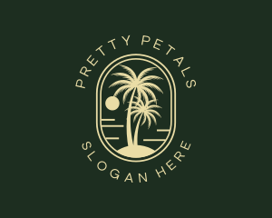 Tropical Beach Palm Tree logo design