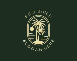 Tropical Beach Palm Tree logo design