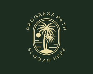 Tropical Beach Palm Tree logo design