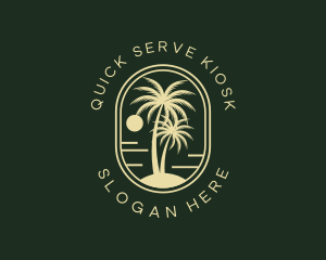 Tropical Beach Palm Tree logo design