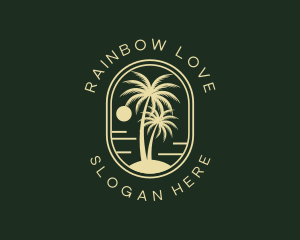 Tropical Beach Palm Tree logo design