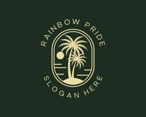 Tropical Beach Palm Tree logo design