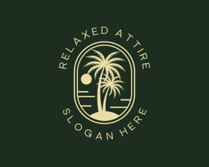 Tropical Beach Palm Tree logo design