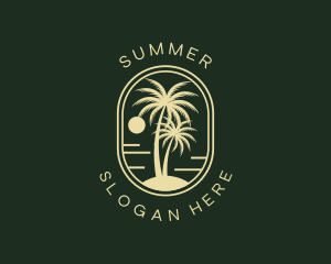 Tropical Beach Palm Tree logo design