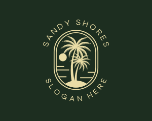 Beach - Tropical Beach Palm Tree logo design