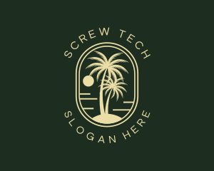 Tropical Beach Palm Tree logo design