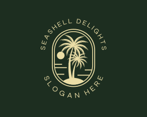 Tropical Beach Palm Tree logo design