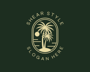 Tropical Beach Palm Tree logo design