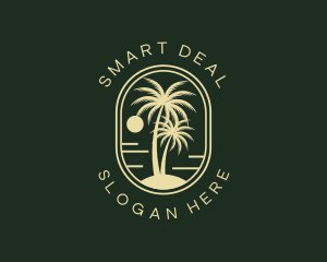 Tropical Beach Palm Tree logo design