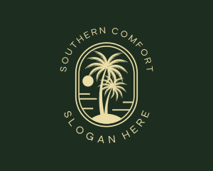 Tropical Beach Palm Tree logo design