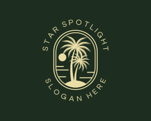 Tropical Beach Palm Tree logo design