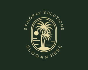 Tropical Beach Palm Tree logo design