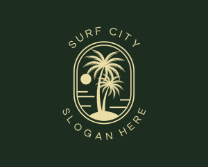 Tropical Beach Palm Tree logo design