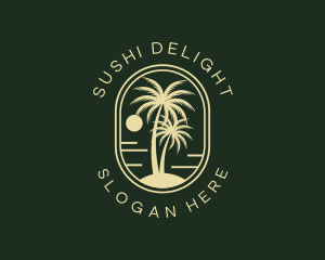 Tropical Beach Palm Tree logo design