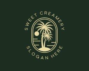 Tropical Beach Palm Tree logo design