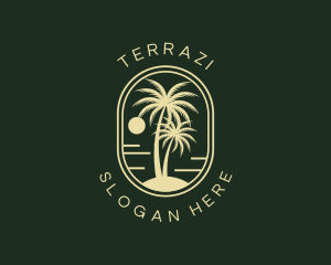 Tropical Beach Palm Tree logo design