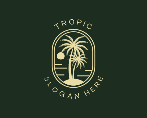 Tropical Beach Palm Tree logo design