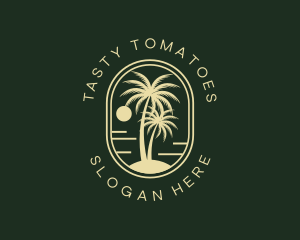 Tropical Beach Palm Tree logo design