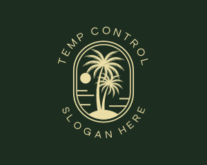 Tropical Beach Palm Tree logo design