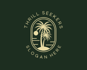 Tropical Beach Palm Tree logo design