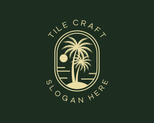 Tropical Beach Palm Tree logo design