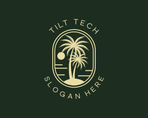 Tropical Beach Palm Tree logo design