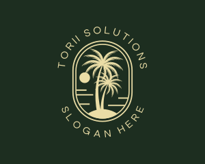 Tropical Beach Palm Tree logo design