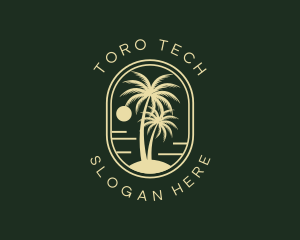 Tropical Beach Palm Tree logo design