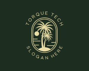 Tropical Beach Palm Tree logo design