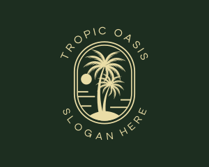 Tropical Beach Palm Tree logo design