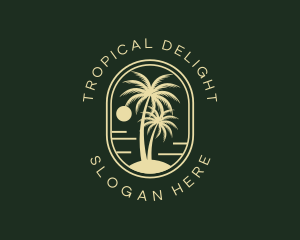 Tropical Beach Palm Tree logo design