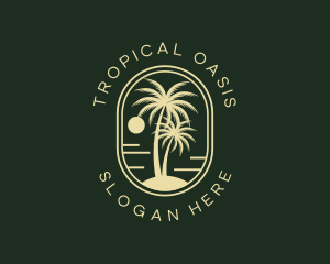 Tropical - Tropical Beach Palm Tree logo design