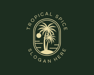 Tropical Beach Palm Tree logo design