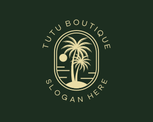 Tropical Beach Palm Tree logo design