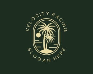 Tropical Beach Palm Tree logo design